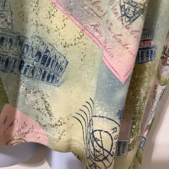 Vintage Y2K Fairy Grunge Green Rome Roma Vacation Graphic Rhinestone T Shirt XL - Picture 6 of 12